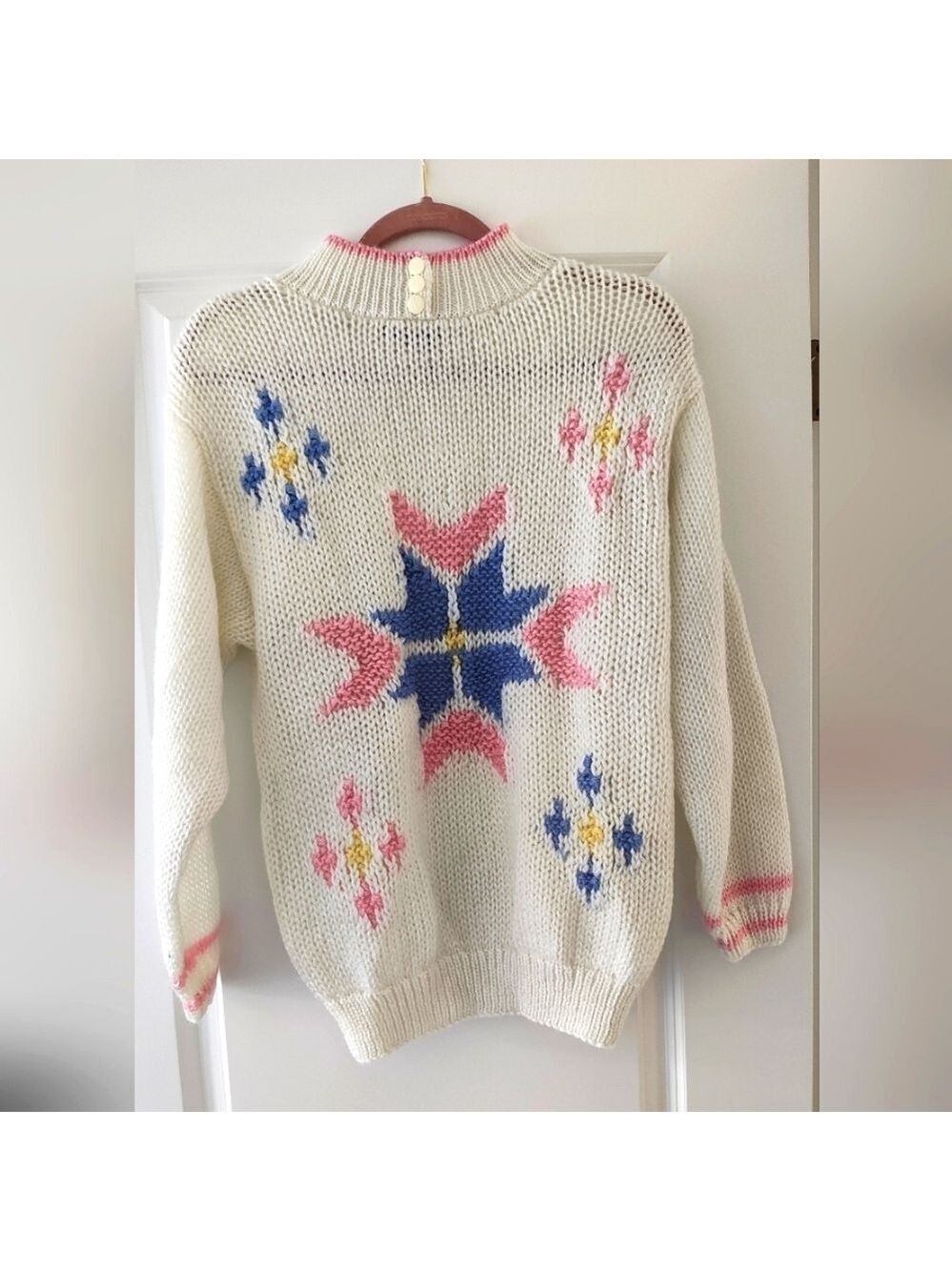 VINTAGE Impromptu White Chunky Knit Long Sleeve Sweater Size Large